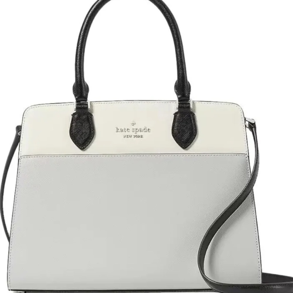 NWT KATE SPADE MADISON MEDIUM SATCHEL SHOULDER BAG TOTE GREY COLORBLOCK LEATHER